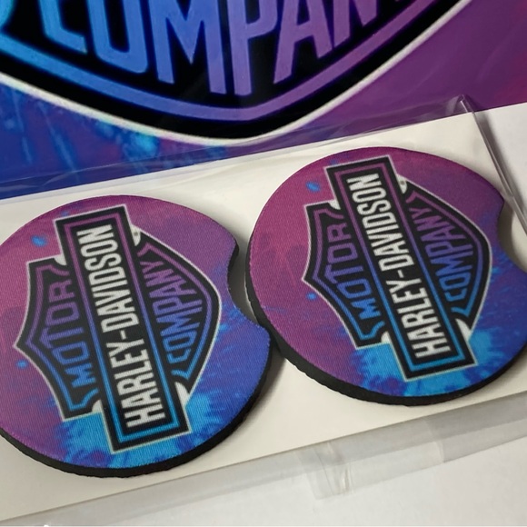 Harley Davidson License Plate Car Coaster Set - Picture 2 of 6